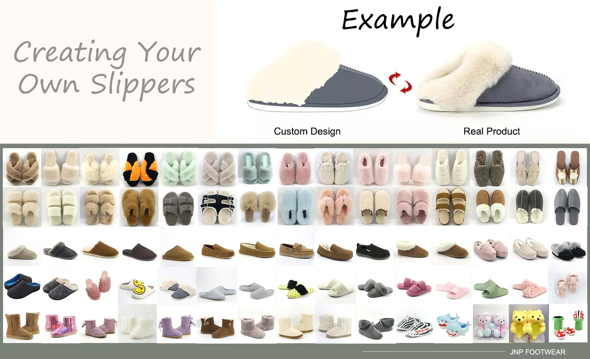 Custom Slipper Designs: Wide range of OEM/ODM slipper designs and manufacturing examples by JNP Footwear. Personalize your slippers today!