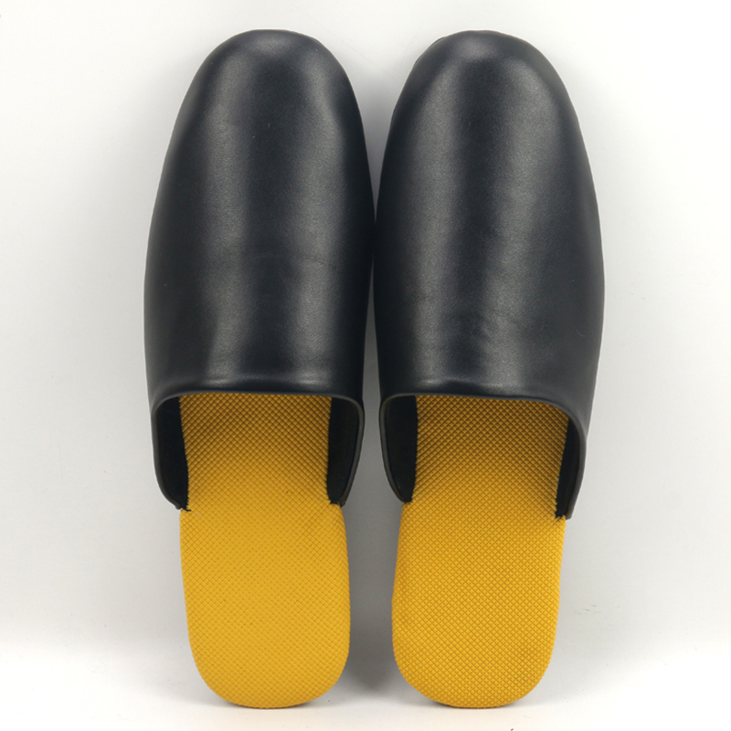 jnp-black-leather-mule-slippers-yellow-insole-custom