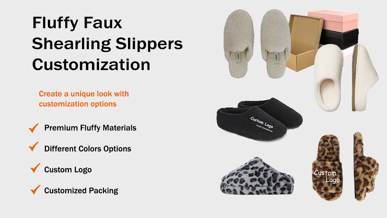 Fluffy Faux Shearling Slippers Customization