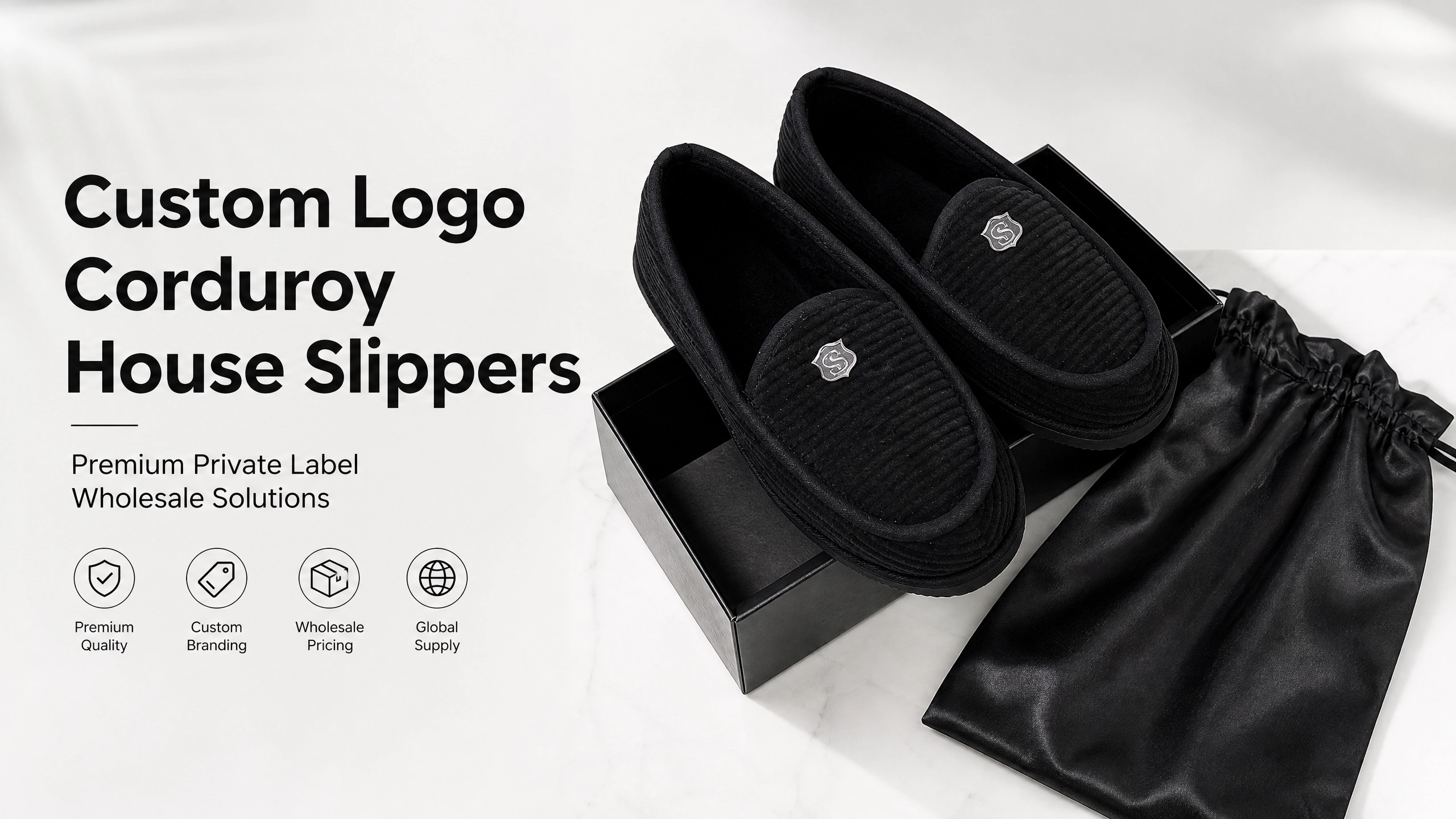 Custom Logo Corduroy House Slippers Wholesale